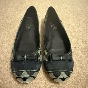 Coach Cindi’s Black and Cream Bow Flats